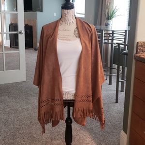 Suede like feel wrap. Boho, laser cut. Fringe